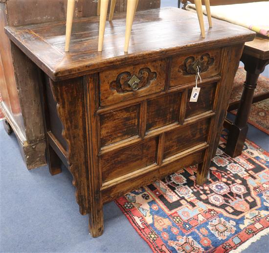 A Chinese elm two door cabinet W.96cm